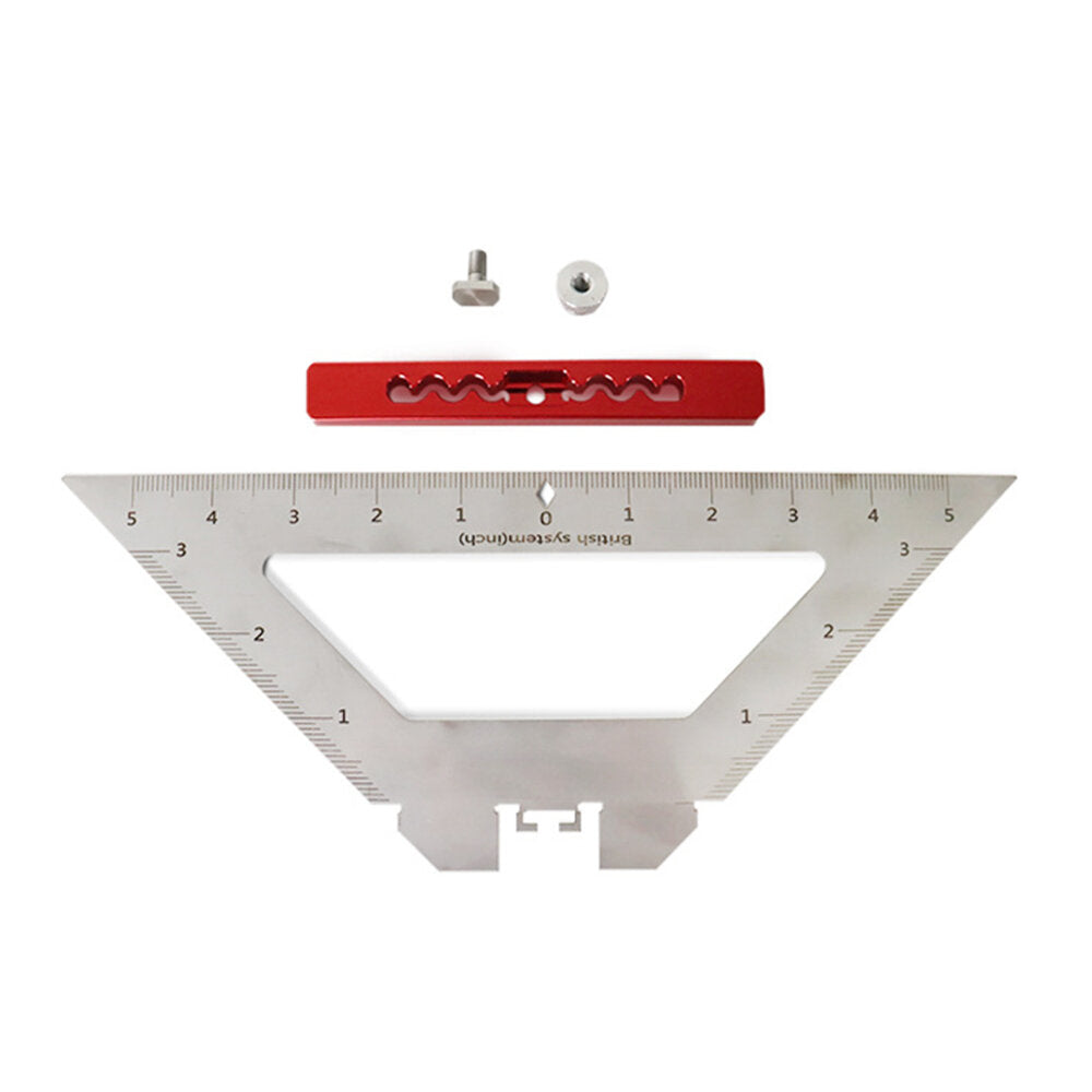 Durable Stainless Steel & Aluminum Triangle Ruler, 0-140MM, Metric/Imperial, Lightweight, Blue/Red