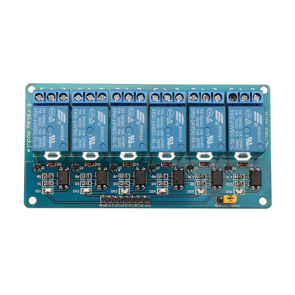 6 Channel 24V Relay Module Low Level Trigger With Optocoupler Isolation