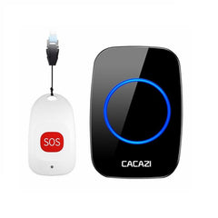 Smart Home Wireless Pager Doorbell Old Man Emergency Alarm 80m Remote Call Bell 1 Button 2 Receiver