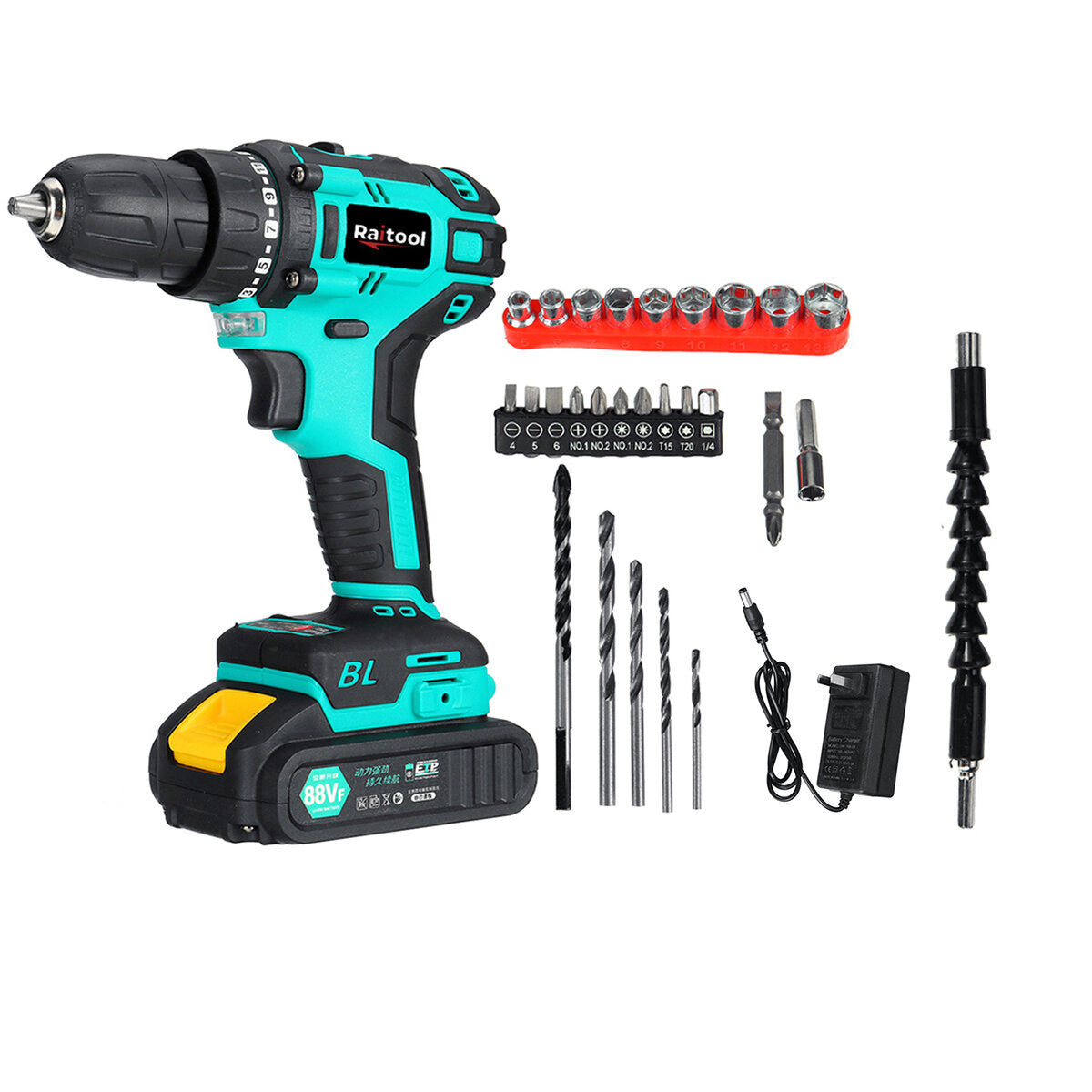 88VF LED Brushless Electric Drill 23 Torque Cordless Rechargeable Power Drill