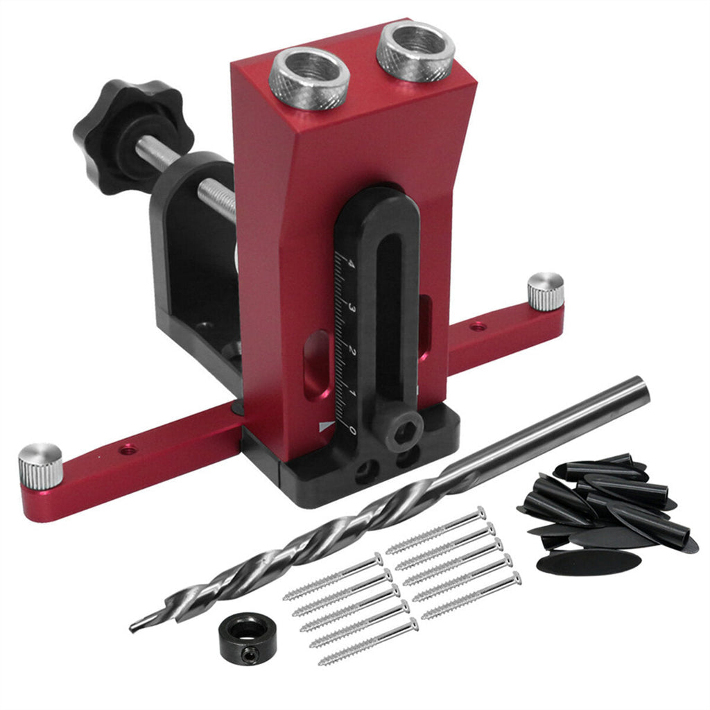 Oblique Holes Pocket Hole Jig with Clamp, Adjustable Woodworking Drill Guide & Dowel Locator, 9.5mm Bit Included