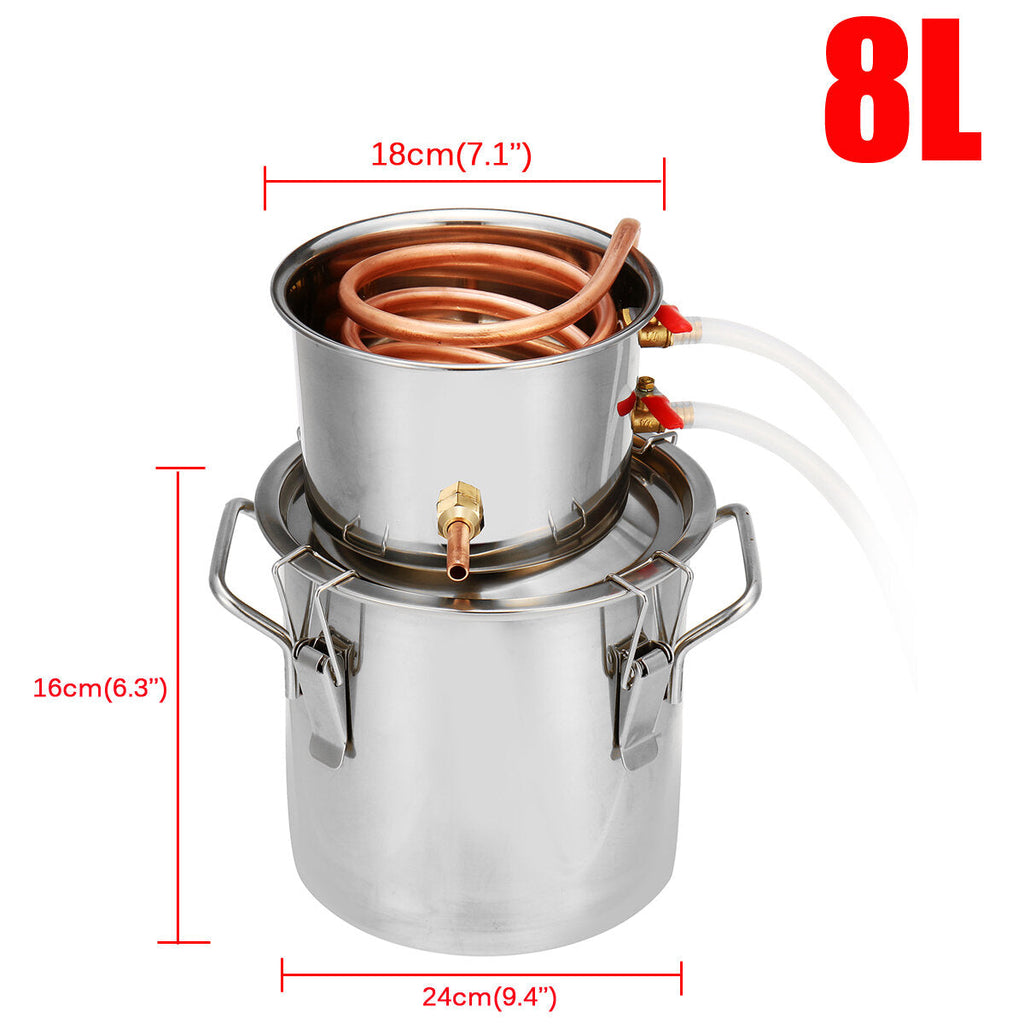 6/8L Alcohol Distiller 304 Stain Steeless Boiler Home Alcohol Making Set