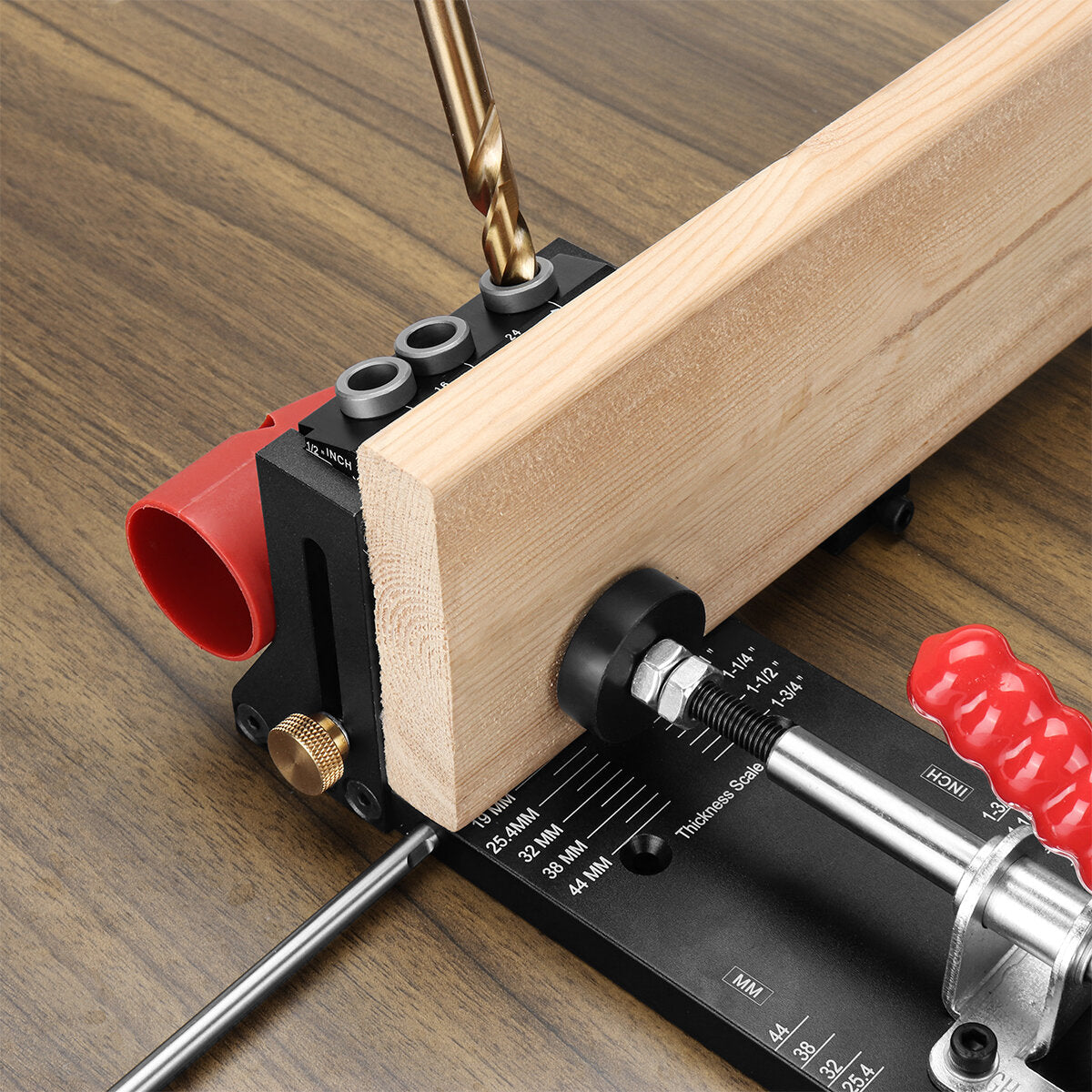 Aluminum Pocket Hole Jig with Stabilizing Bar & Stop Block for DIY Woodworking Projects