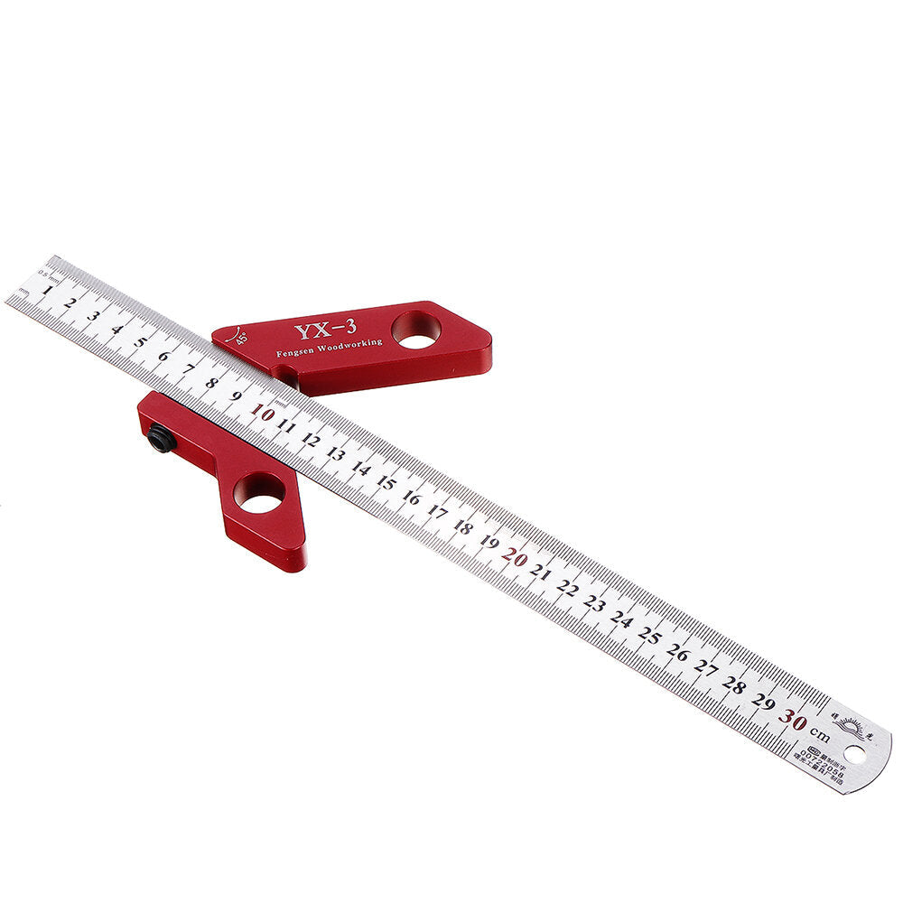YX-3 Square Center Finder & Scribe Tool - Adjustable Steel Ruler, Dual Metric/Inch, Durable Aluminum & Stainless Steel, 12 Inch