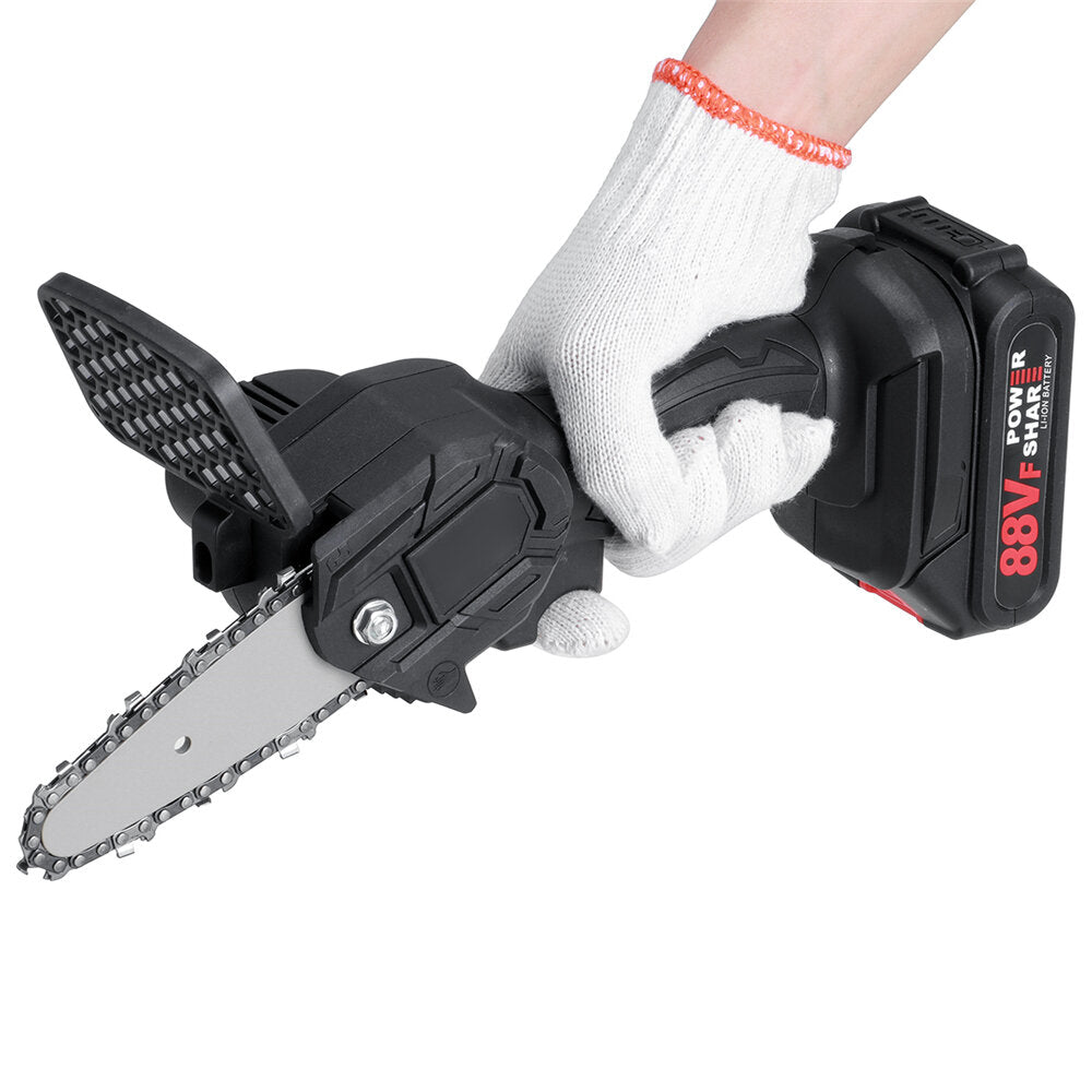Upgrade 4in 88VF 1500W 2500mAh Mini Electric Chain Saw Battery Indicator Rechargeable Woodworking Tool
