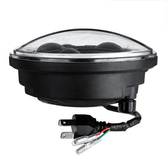 5.75" 75W 6000K DRL Amber Halo Angle Eyes Projector LED Round Headlights Low/High Beam Turn signal Light