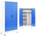 Locker cabinet with 2 doors 90x40x180 cm metal gray and blue