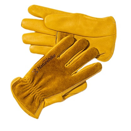 Outdoor cowhide gloves labor insurance wear-resistant working camping leather retro yellow gloves