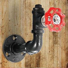 Urban Industrial Style Iron Water Pipe Effect Wooden Wall Shelf Coat Hooks Rack