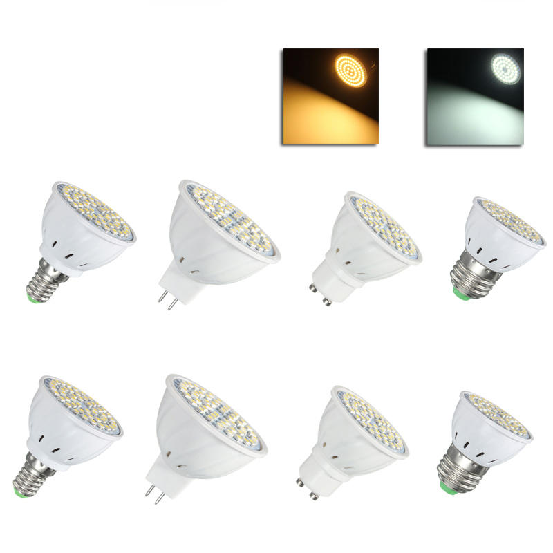 E27 E14 GU10 MR16 LED 4W 48 SMD 3528 LED Pure White Warm White Spot Lightt Lamp Bulb AC110V AC220V