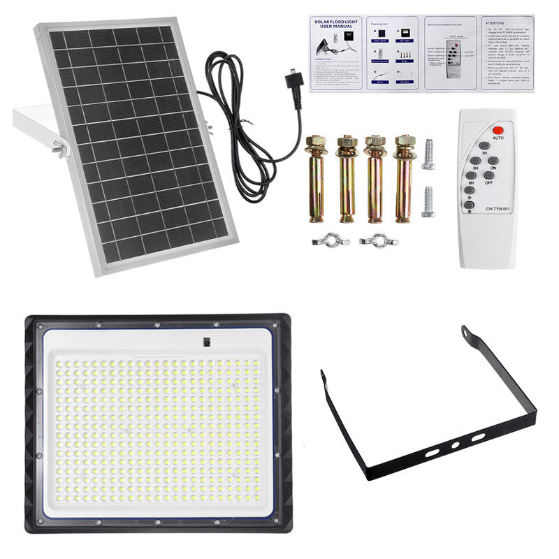 77/128/247/368LED Solar Flood Light SMD2835 Outdoor Garden Street Wall Lamp + Remote Control