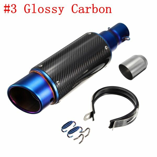 38-51mm Stainless Steel OR Carbon Exhaust Muffler Pipe Silencer Motorcycle Street Racing Bike