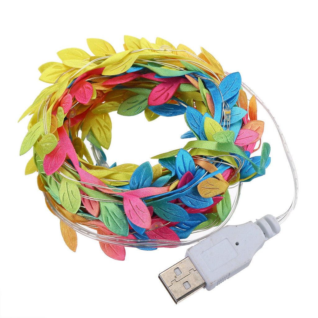 2/3/5/10M Leaves Garland LED String Fairy Lights Halloween Christmas Holidays Party Lamp Decor