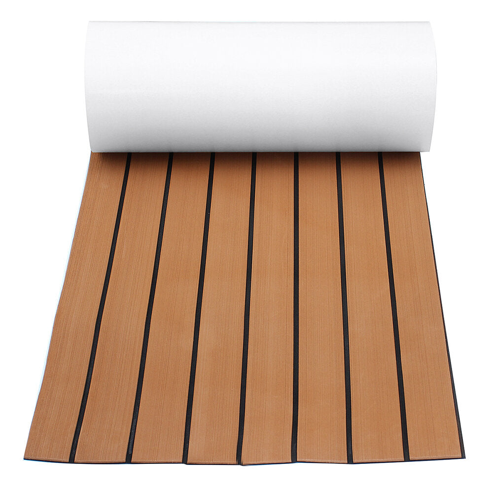 6mm 45x240cm EVA Foam Teak Deck Sheet Self Adhesive Boat Yacht Synthetic Decking Foam Floor Mat Brown With Black Stripes