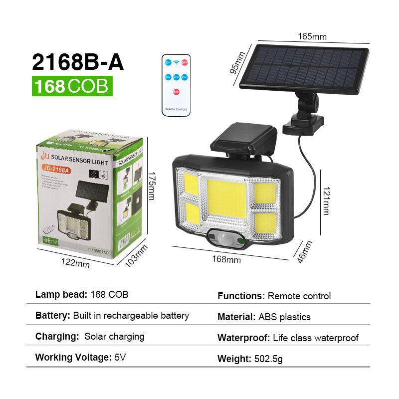 Solar Lights Outdoor LED/COB Wireless Motion Sensor Light Integrate/Separate Design Wide Angle with 3 Lighting Modes IP65 Waterproof Garden Solar Lamp