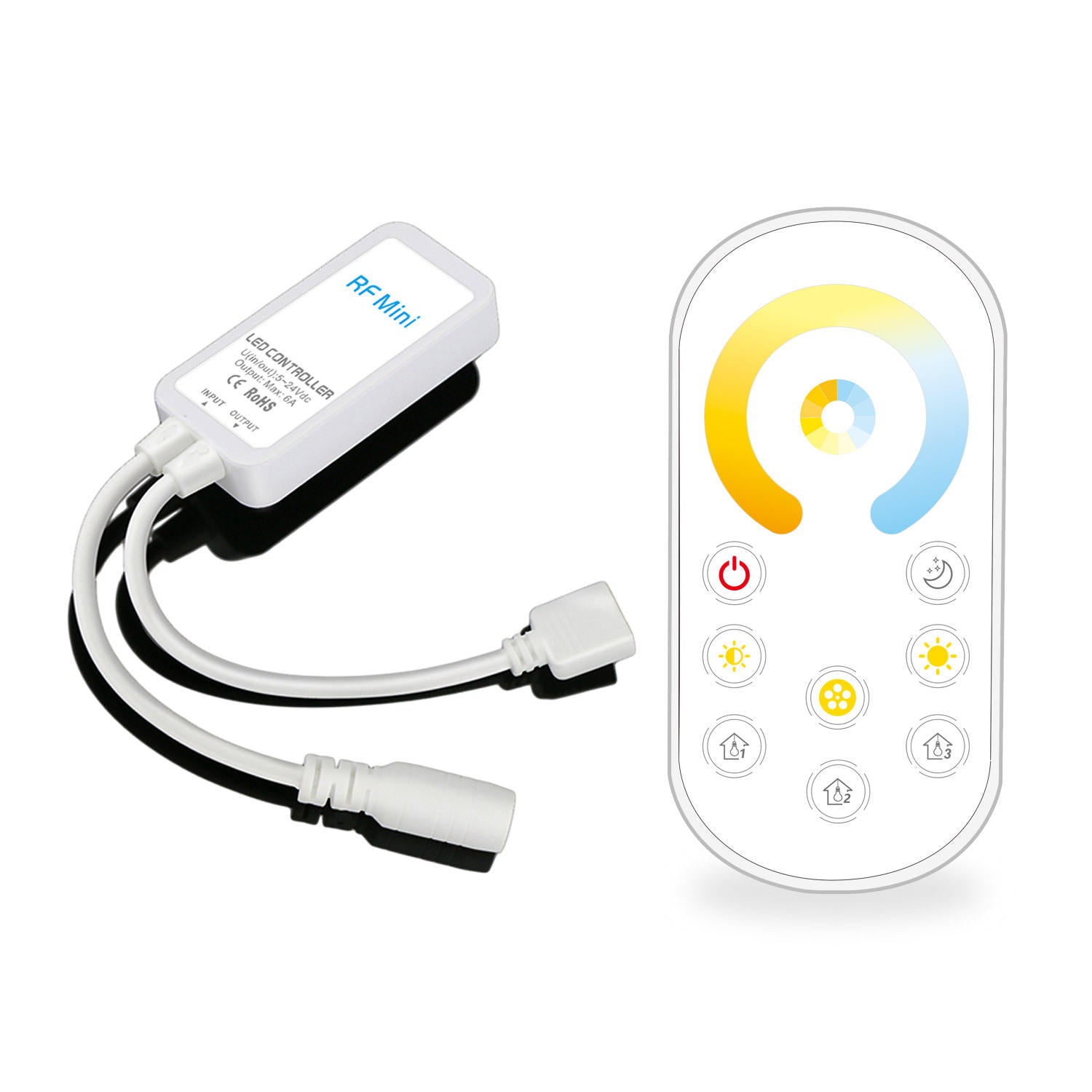Ultra Thin Wireless Remote Control CCT Color TemperatureRF LED Dimmer Controller for Strip Light