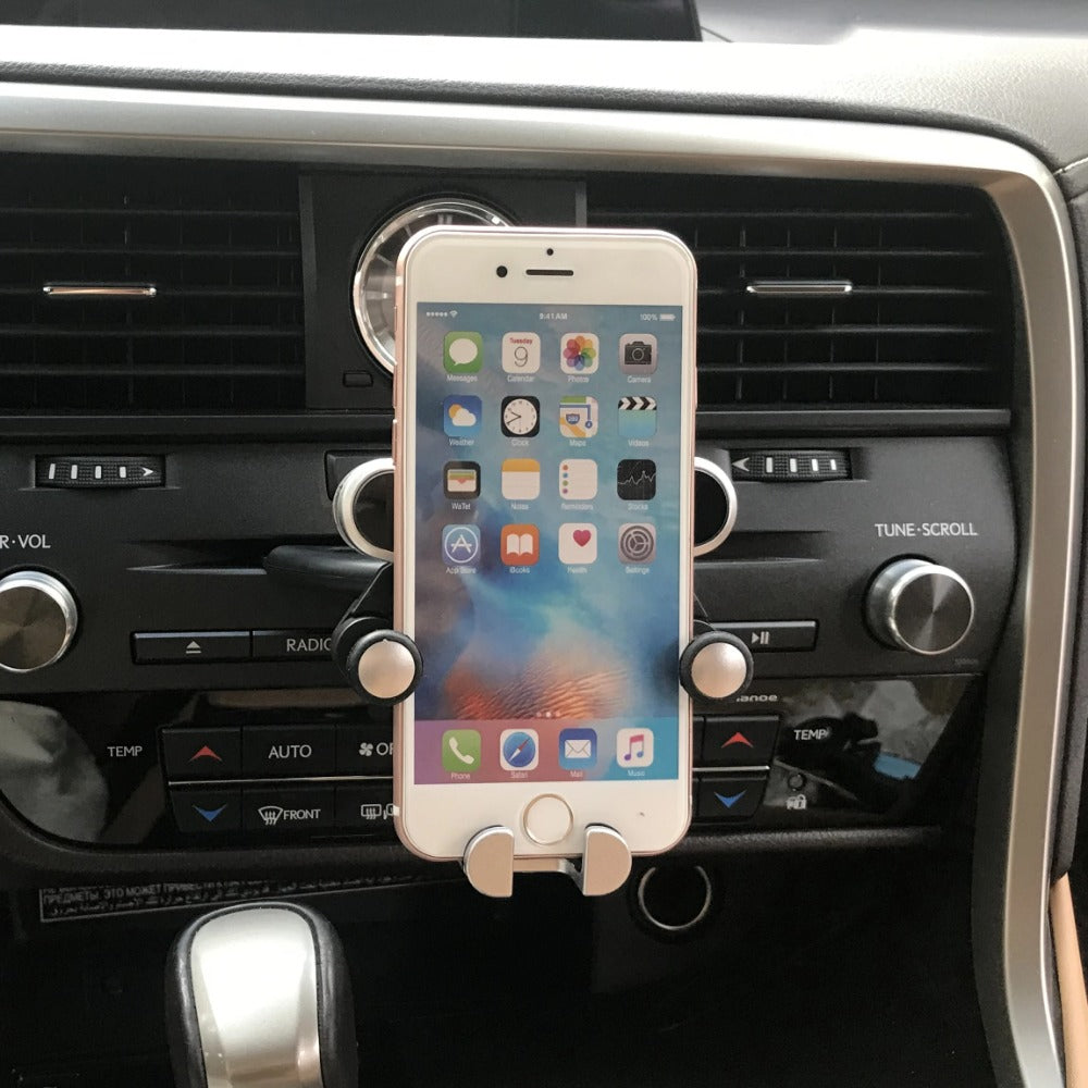 Universal CD Slot Gravity Car Holder - Premium ABS, One-Hand Operation, Super Strong, Silver, Fits All Mobile Phones