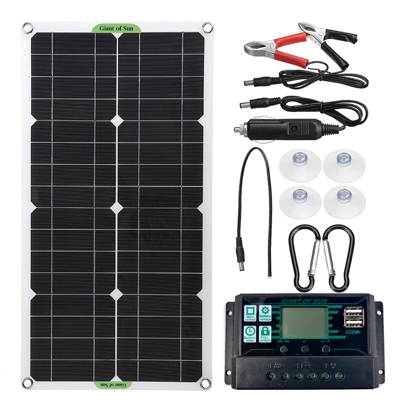 250W Protable Solar Panel Kit Dual DC USB Charger Kit w/ 60A/100A Solar Controller