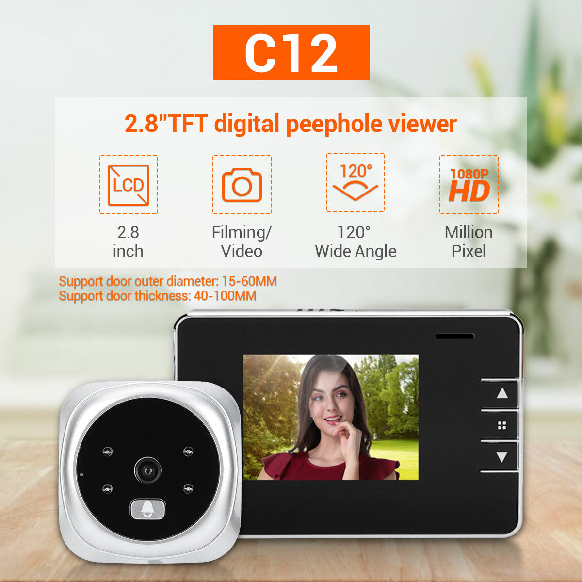 Door Viewer Video Peephole Camera 2.8" Monitor Digital  Ring Doorbell Night Vision Video-eye Security Voice Record HD 1080P