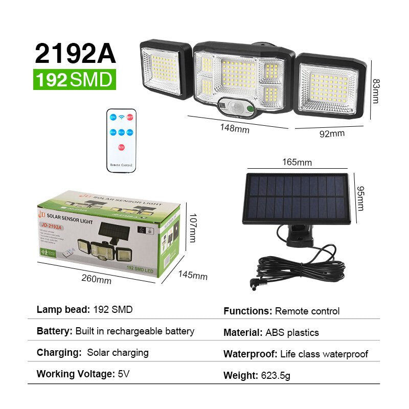 Solar Lights Outdoor LED/COB Wireless Motion Sensor Light Integrate/Separate Design Wide Angle with 3 Lighting Modes IP65 Waterproof Garden Solar Lamp