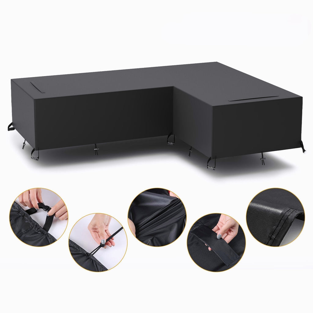 L Shape Sofa Cover Corner Cover 210D/420D Polyester Fabric Outdoor Garden Rattan Table Sofa Protector