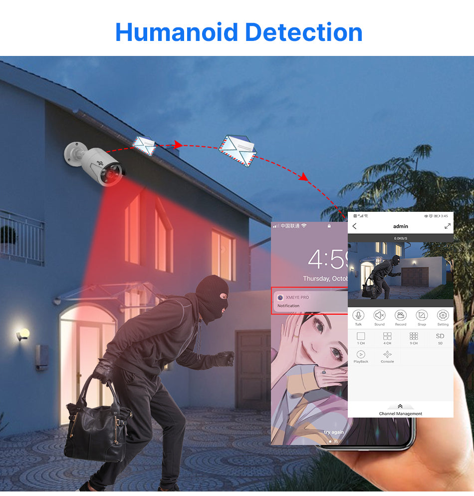 8CH PoE Security CCTV Camera System Set Colorful Night Vision 2-way Audio APP Remote Monitoring H.265 AI Face Detection IP66 Waterproof Outdoors IP Camera NVR Set