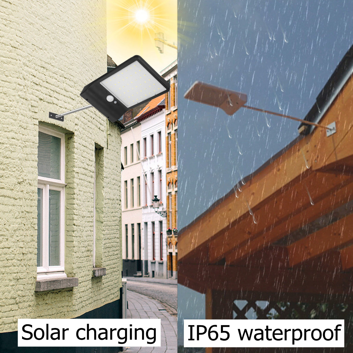 48 LED Solar Light Waterproof Human Body Induction PIR Motion Sensor Outdoor Garden Wall Fence Lamp With/Without Mounting Pole