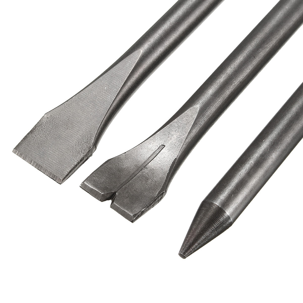 3 Pcs 7'' Length Air Hammers Punch Chipping Chisel Set Round Bar Tool Accessory