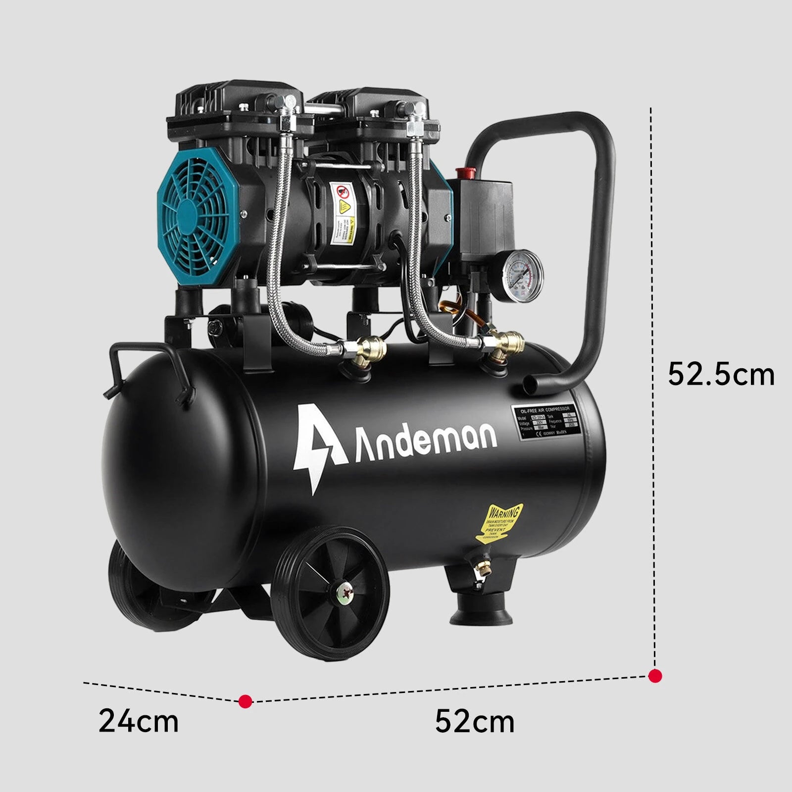 1200H-24 air compressor, oil-free, quiet, low-frequency 230V, 50HZ, 24L, 150W, custom model, high efficiency and low noise