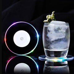 LED Light Color Change Drink Cup Holder Mat Club Party Pad Barware Sticker Decor