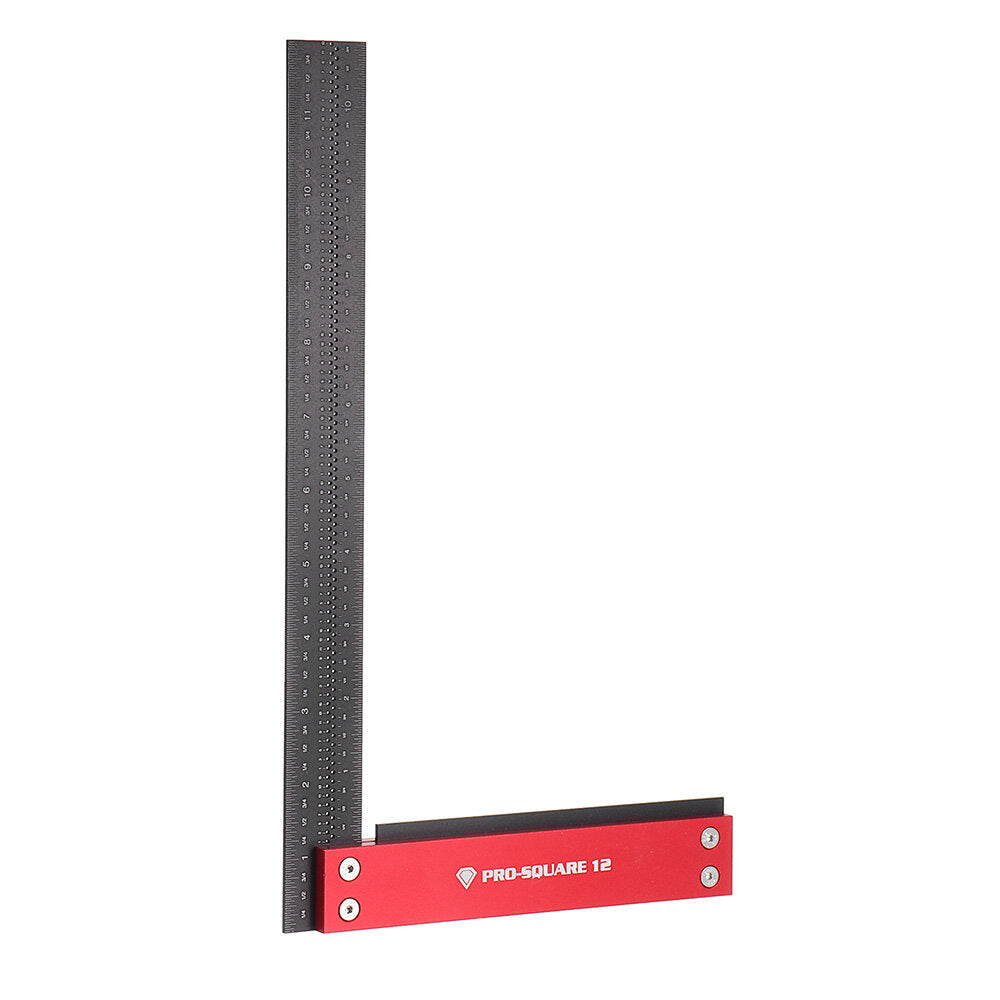 12 Inch Precision Woodworking Square Marking Ruler Aluminum Alloy 90 Degree Right Angle Ruler Hole Positioning Scriber