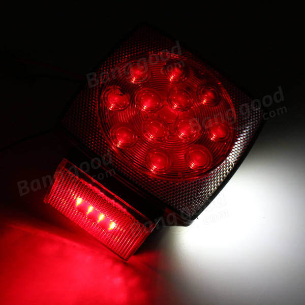 12V LED Square Trailer Tail Lights Truck Brake Stop Lamp Stud Mount Universal