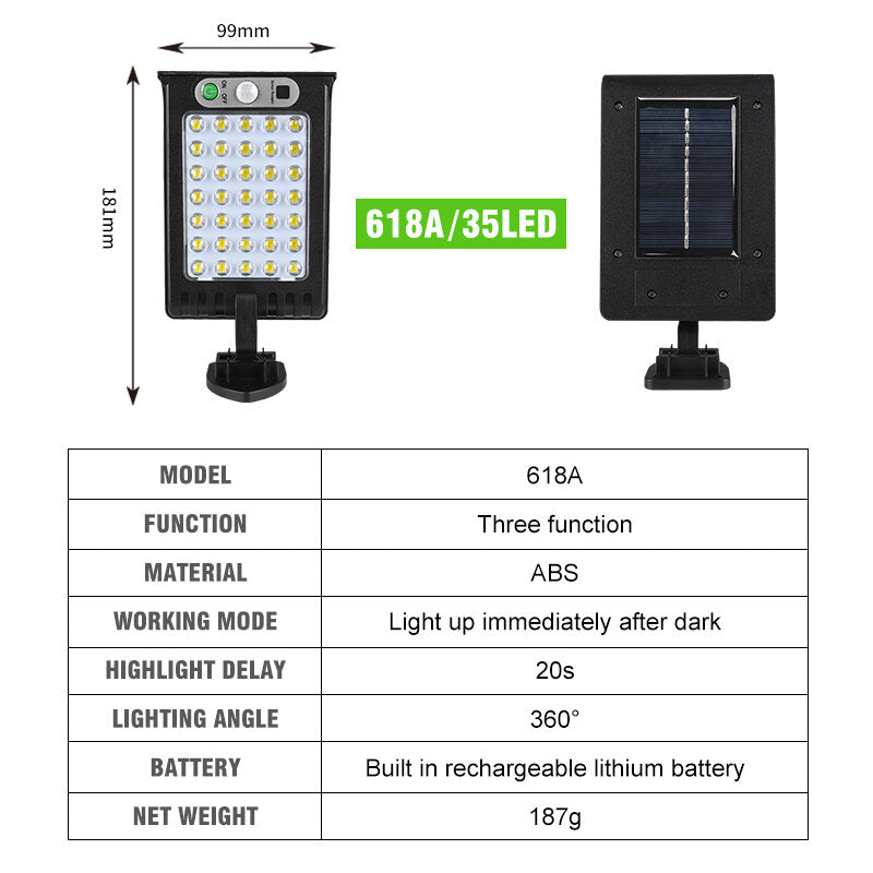 Solar Wall Light PIR Motion Sensor Waterproof Garden Security Street Lamp