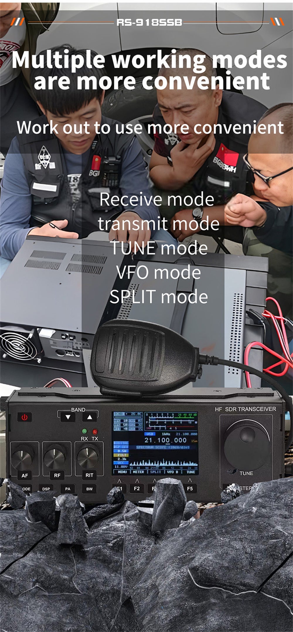 Portable HF SDR SSB Transceiver RS918 amateur Radio vehicle mounted CB ham mobile transceiver car two way radio