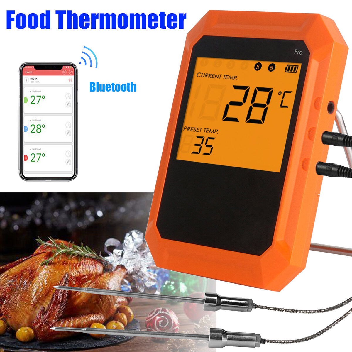 Six Channel Professional Edition bluetooth Barbecue Thermometer Digital Oven Thermome