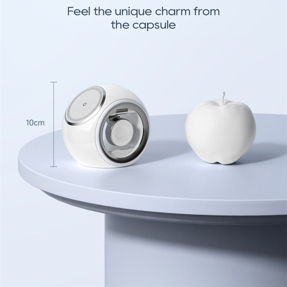 3-in-1 Wireless Charger for Phone, AirPods & Apple Watch - Capsule with 360° Rotation & Colorful Lighting, Safe Charging