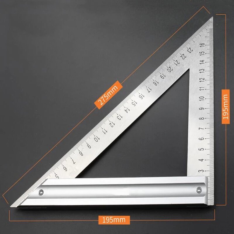 Greener 90 Degree Square Ruler Triangle Ruler Stainless Steel Multi-Function Triangle Board Woodworking Protractor Measuring Instrument