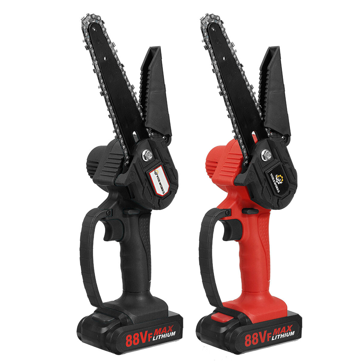 6 Inch 88VF Cordless Electric Chain Saw One-Hand Saw LED Woodworking Wood Cutter