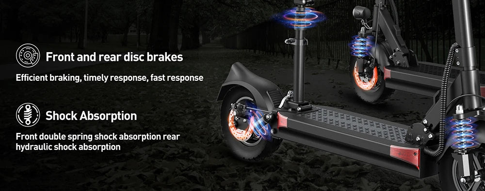 Electric Scooter With Seat 48V 18Ah 500W Recommended Top Speed 25KM/H 10inch Folding Moped Electric Scooter 60KM Mileage Max Load 120Kg