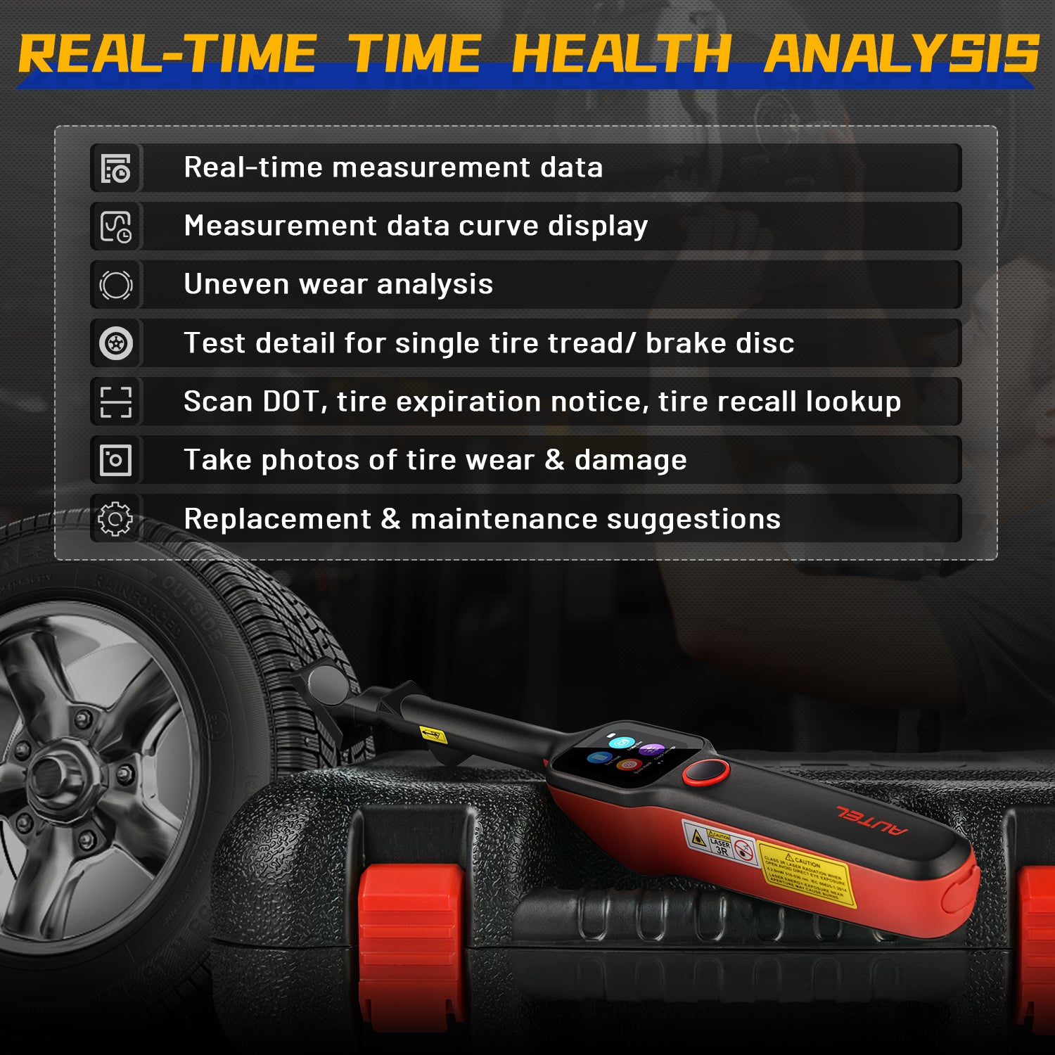 Tire Tread Laser Detector Brake Disc Wear Thickness Diagnostic Instrument Tool Compatible With ITS600