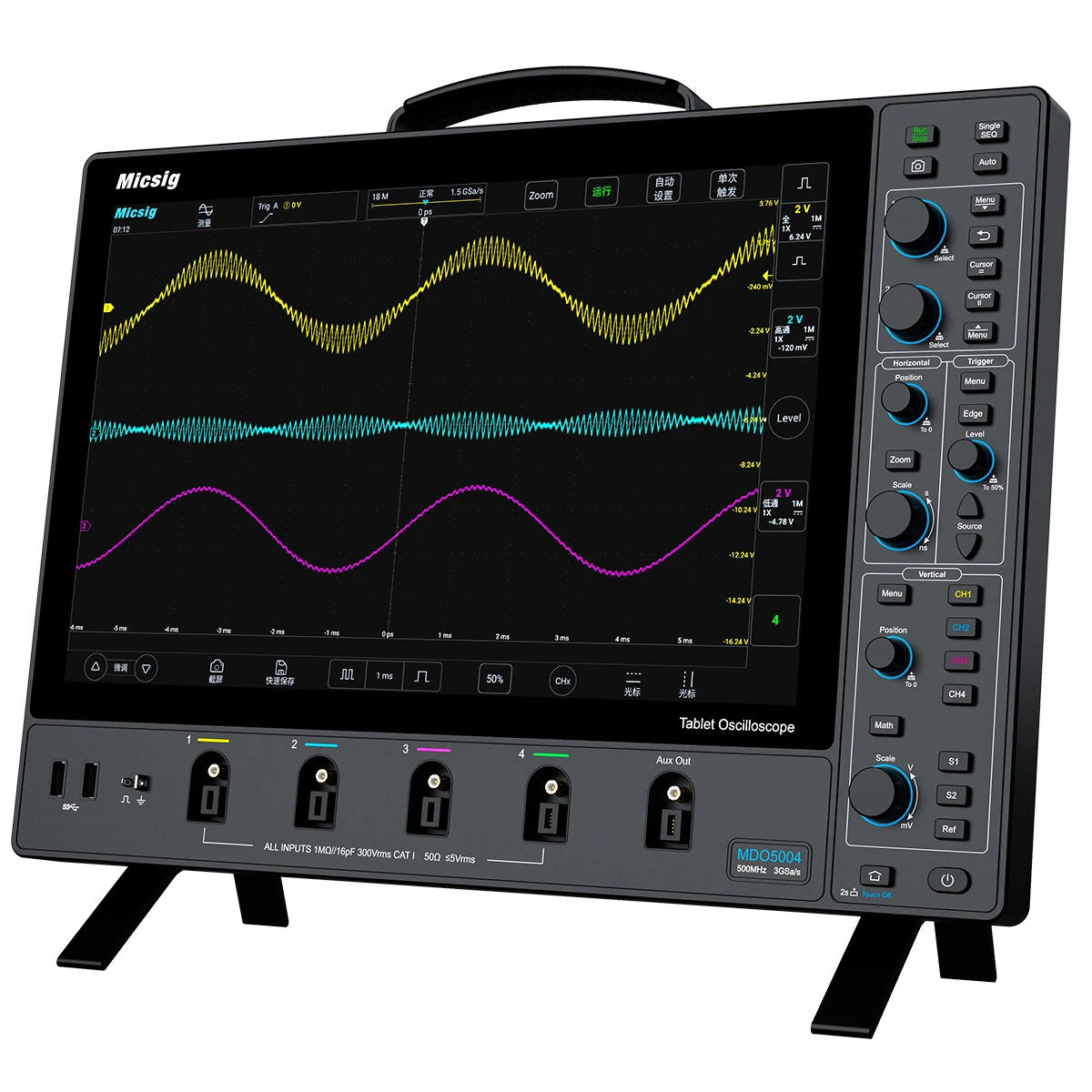 MDO5004/MDO3504/MDO2504 Digital Oscilloscope, Up to 500MHz, 4 Channels, 3GSa/s, 360Mpts Memory & 14-Inch Touchscreen