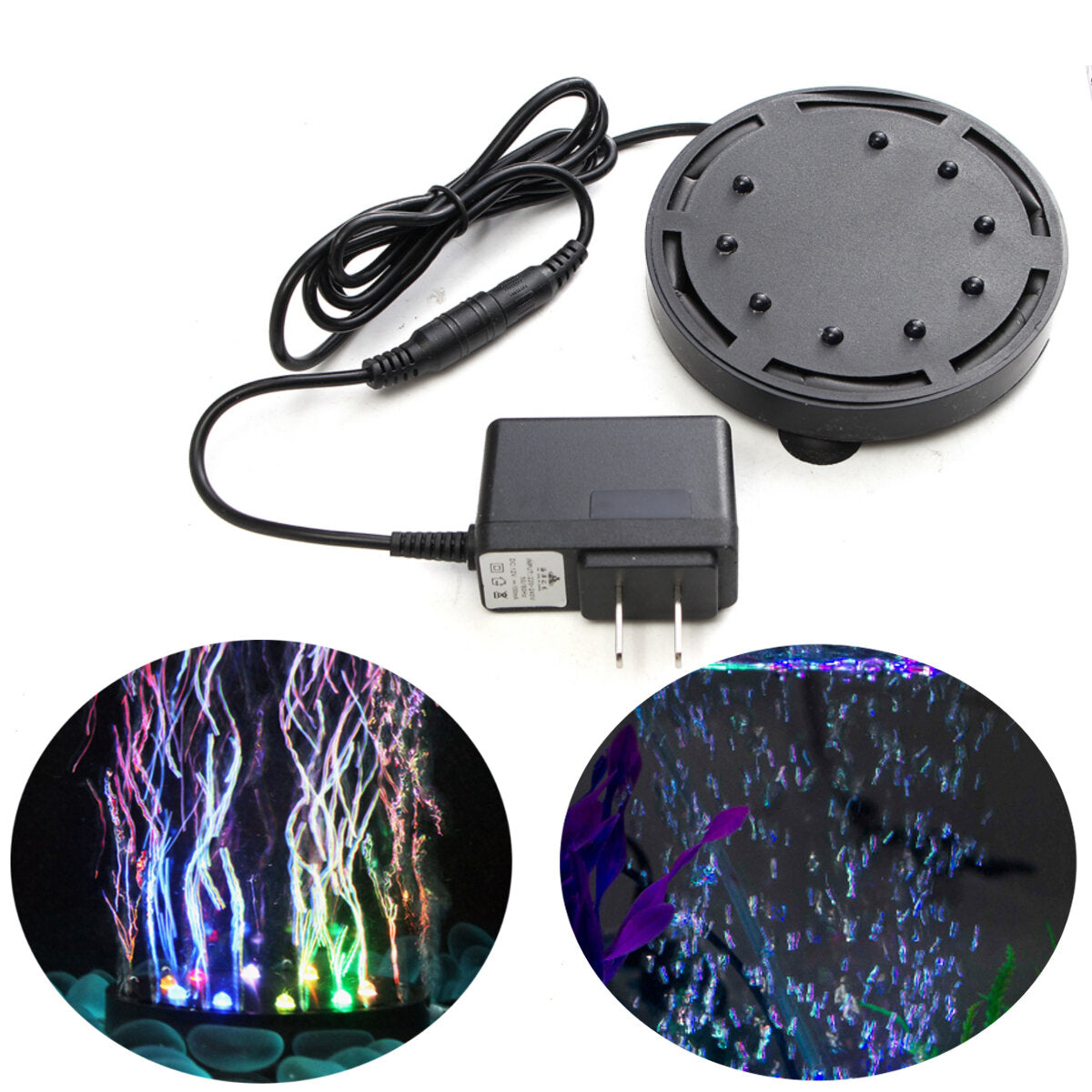 9 LED Aquarium Bubble Light Air Stone,Tank LED Air Bubbler Light Submersible Air Pump Bubble Stone Lamp for Turtle Tank Decoration