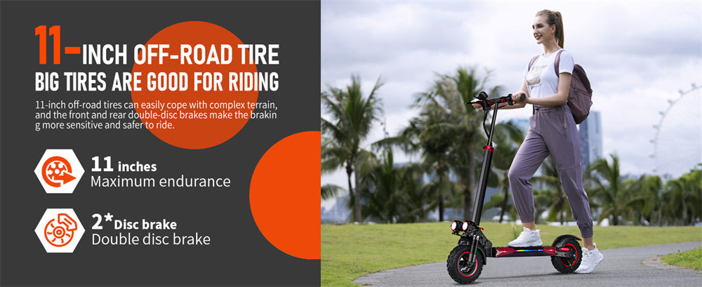 Electric Scooter 18Ah 48V 1200W Motor Recommended Top Speed 25KM/H 11 Inches Off-Road Tire Electric Scooter 50KM Range Max Load 150Kg FREEBOY J11MAX