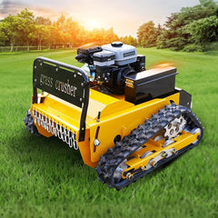 Remote Control Lawn Mower 225cc Gasoline Engine 520mm Cutting Width Adjustable Height Self-Charging Wide Tracks Maneuverable on Slopes