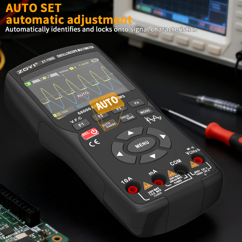 Handheld Oscilloscope Multimeter 3-In-1 Dual Channel 50MHz 280MSa/s 66000 Counts Signal Generator IPS Display