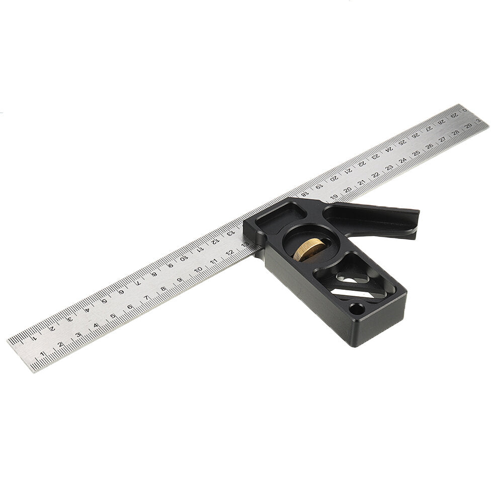Aluminum Alloy & Stainless Steel Combination Square Locator Ruler, 300mm Measuring Range, Double-Sided Scale, Durable Design