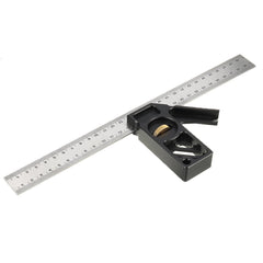 Aluminum Alloy & Stainless Steel Combination Square Locator Ruler, 300mm Measuring Range, Double-Sided Scale, Durable Design