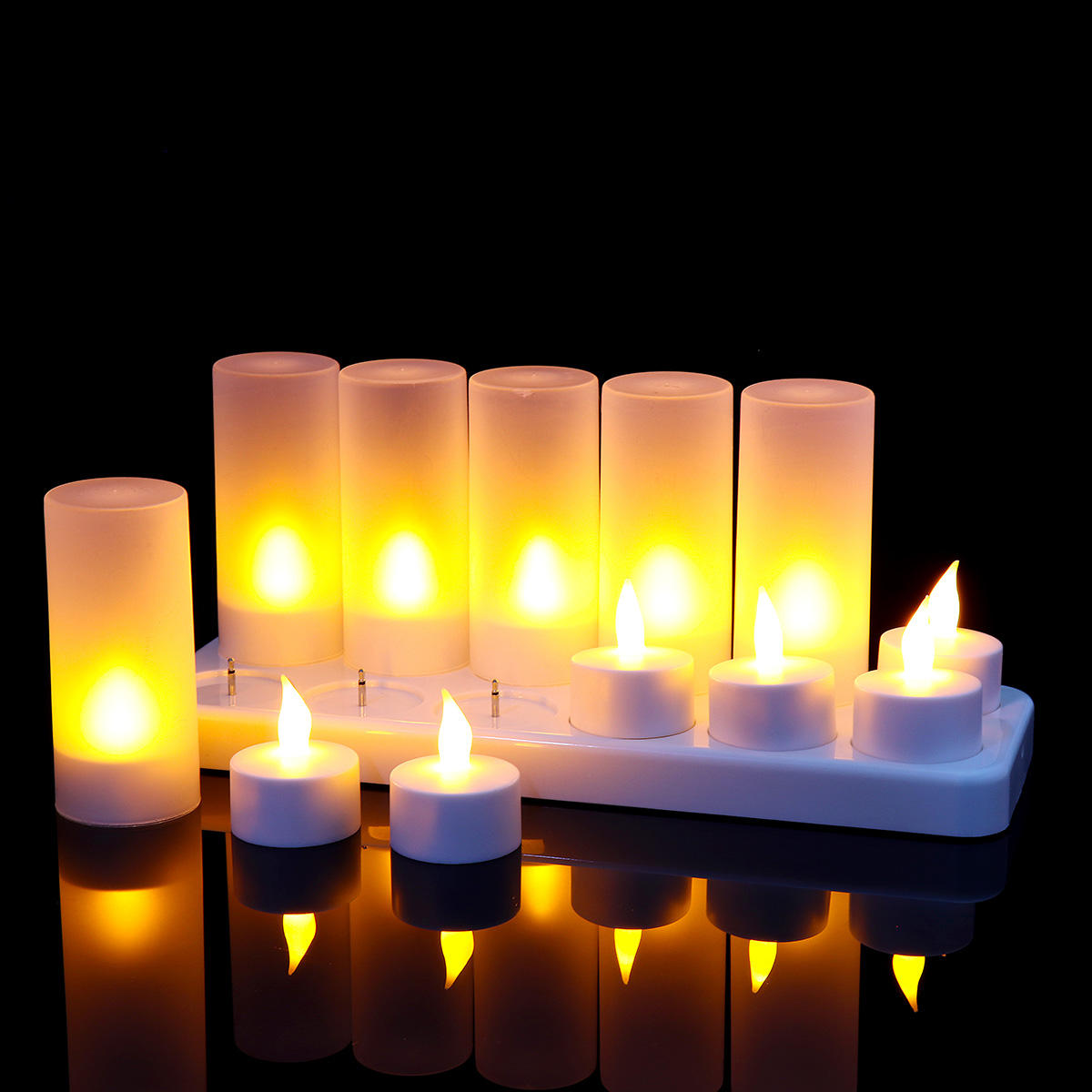 12PCS LED Rechargeable Candle Lamps Flameless Warm Tea Light Decoration