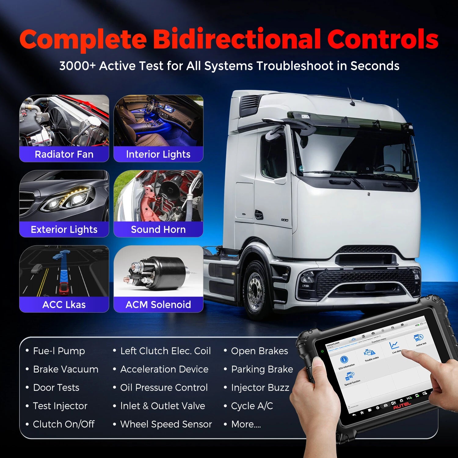 9.7 Inch Display Car Diagnostic Tool Android 10 3000 Active Tests for HD Equipment And Commercial Vehicles Smarter Than MS908cvCV II / M908CV