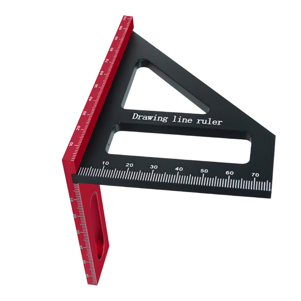 Multi-Functional Aluminum Woodworking Ruler - High Precision 0-76mm, Durable, Black/Red, Easy to Use Tool